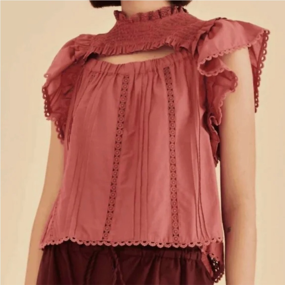 NWT FARM Rio Blush Ruffles top